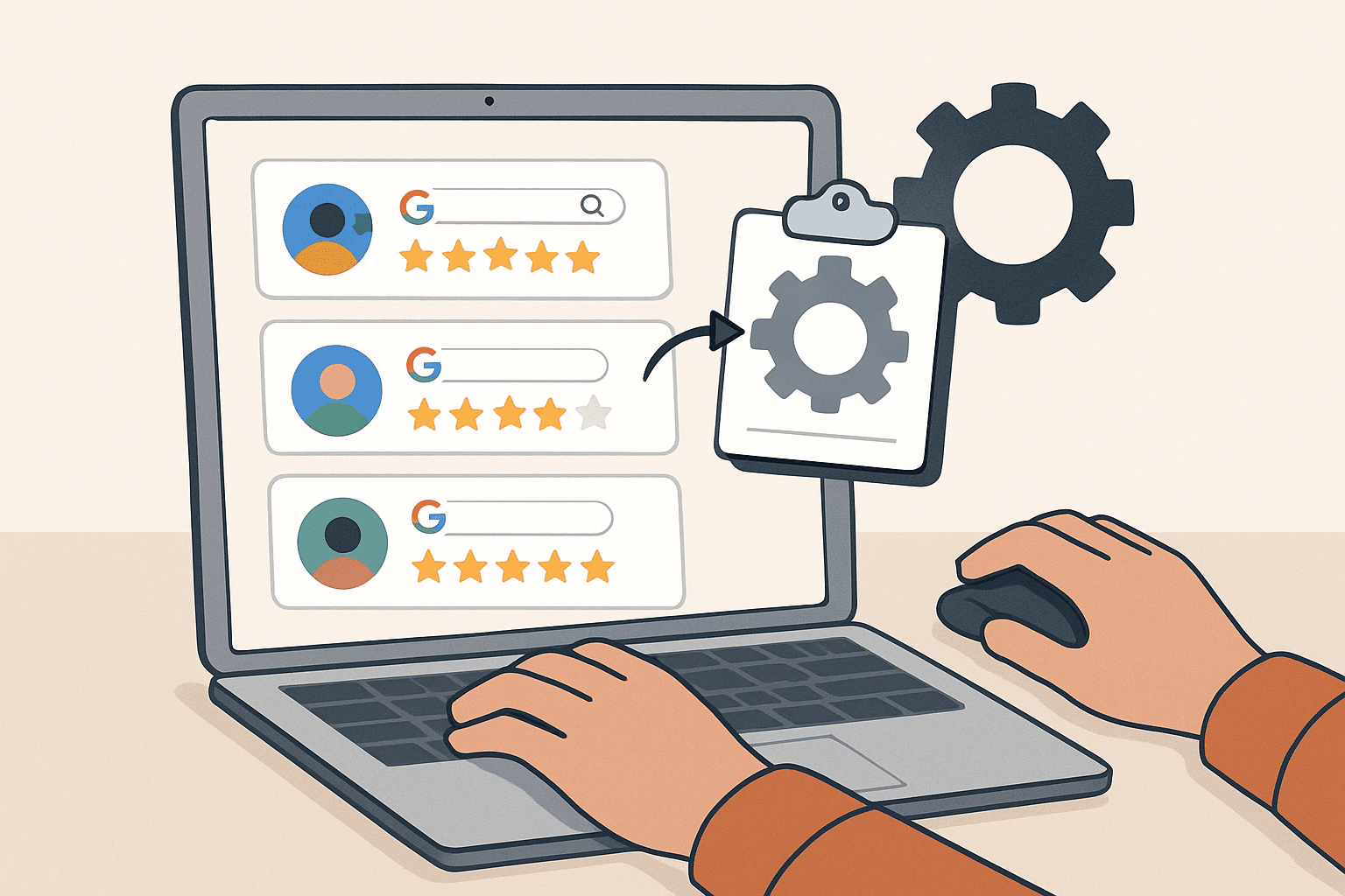 # Alt Text for Google Review Automation Tools Blog Cover
"Laptop screen displaying analytics dashboard with colorful charts and data visualizations on a bright, minimalist desk."